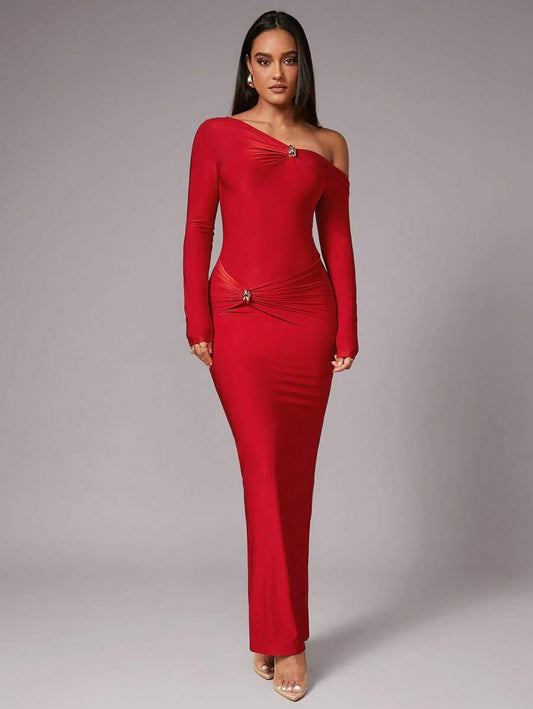 Carol bodycon dress front view – stylish curve-fit design