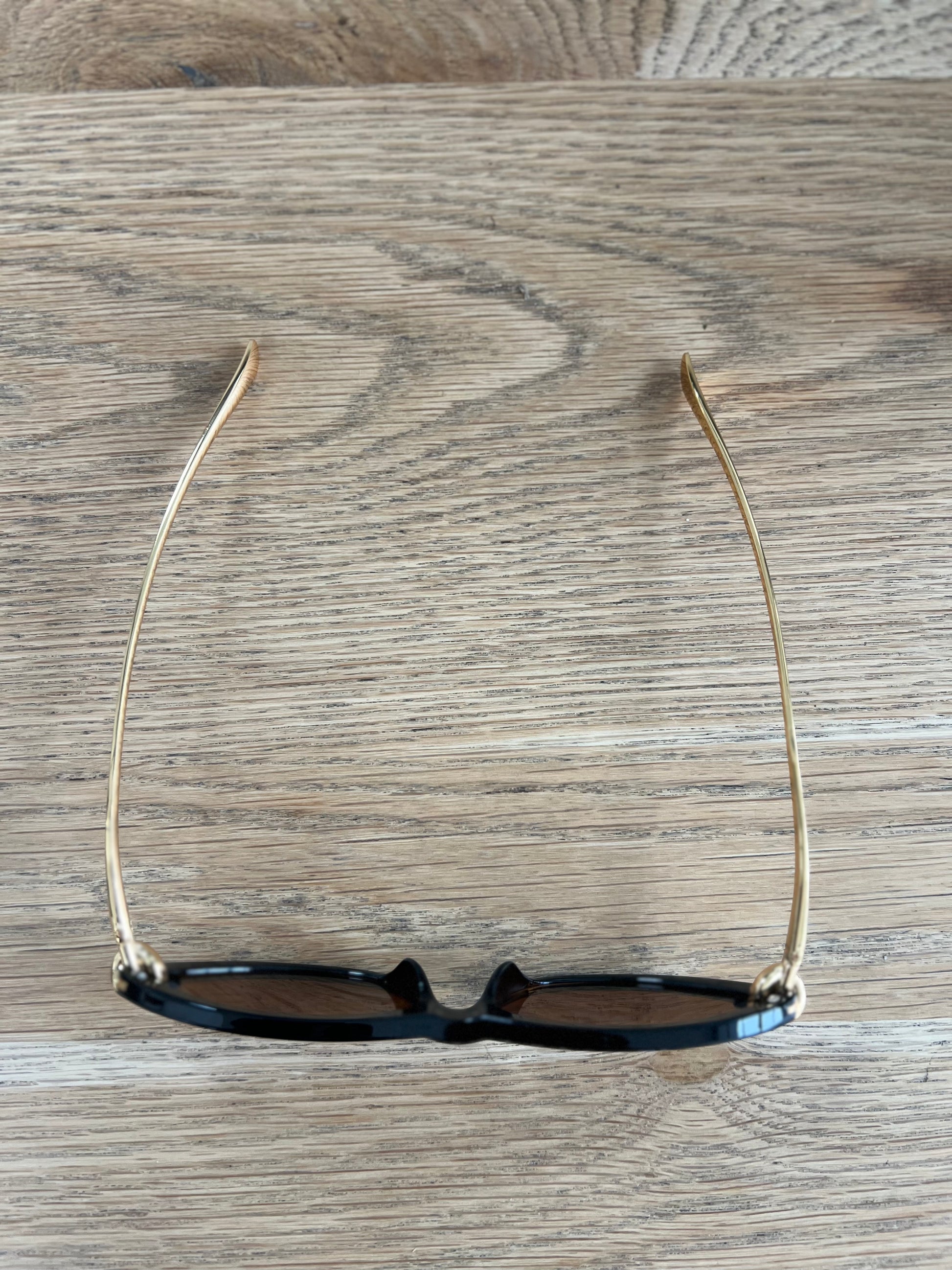 Close-up of black oval sunglasses – women’s fashion accessory