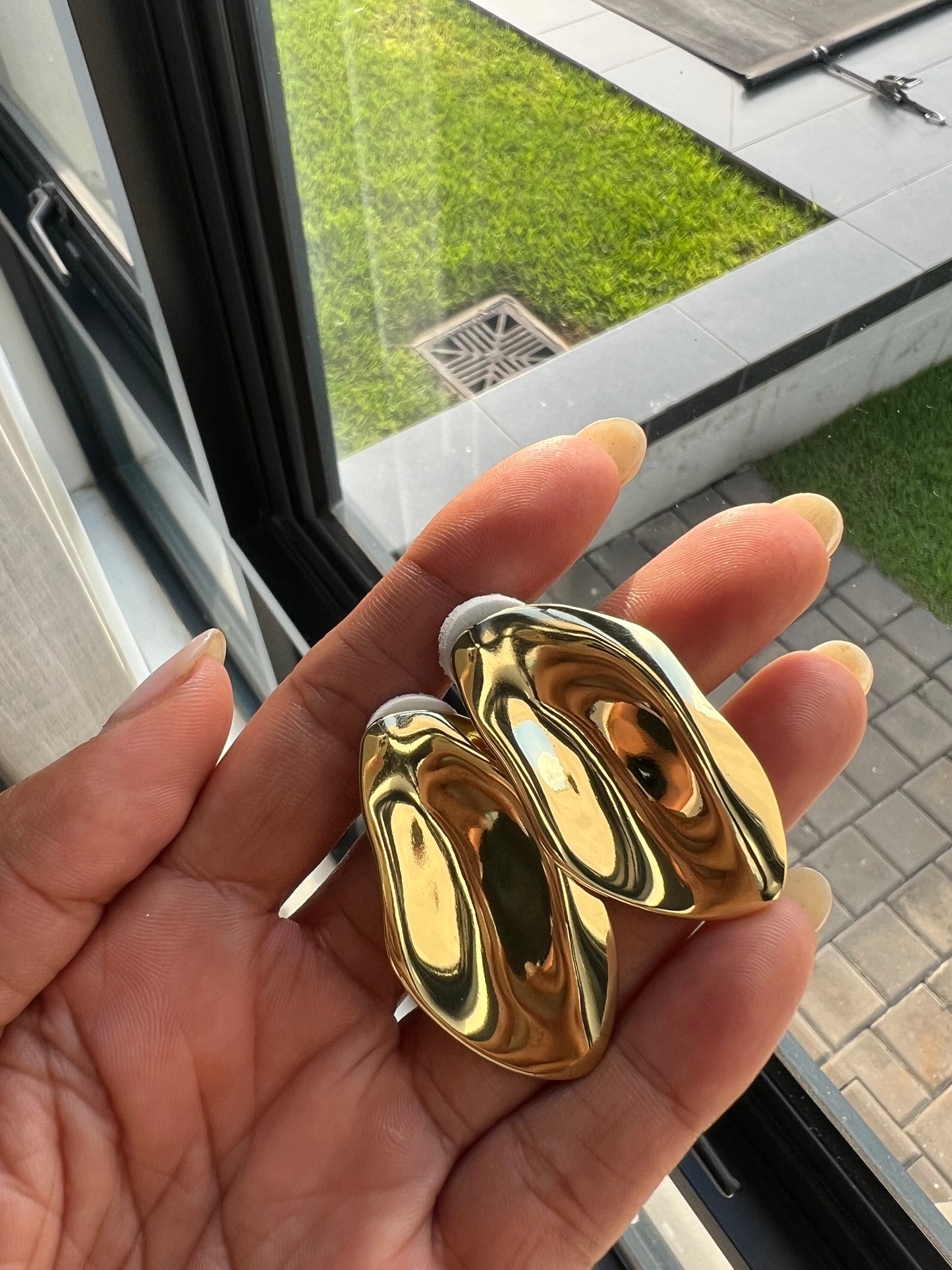 Assymetrical Gold Stud Earrings