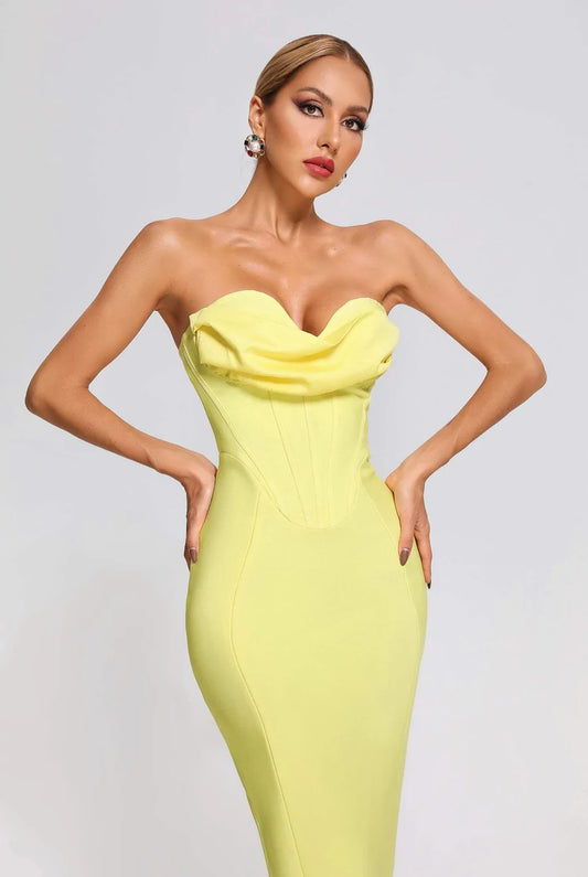 Leko bandage dress front pose – classic South African style