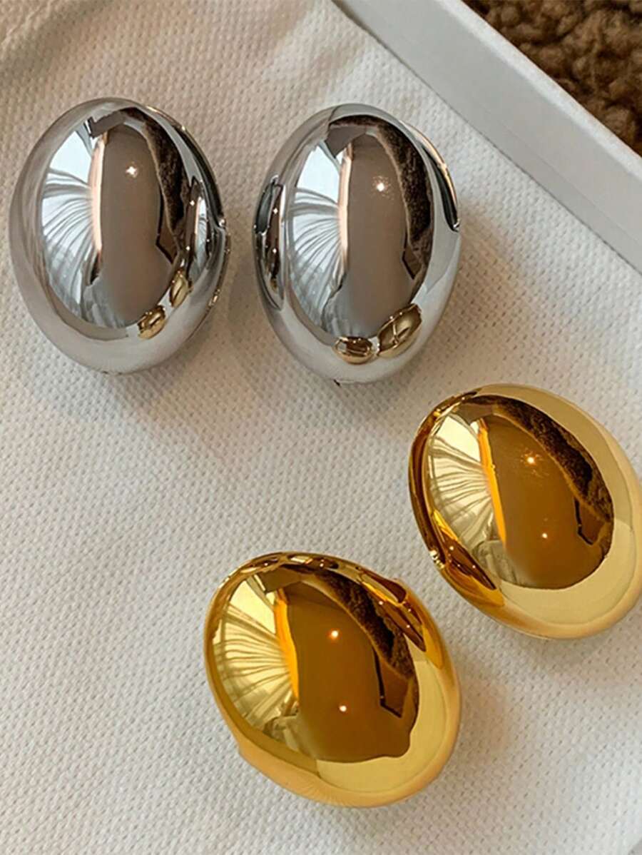 Aurelia Sculpted Dome Stainless Steel Earrings – Gold & Silver | Gillian & Co