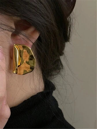 Geometric Gold Stud Earrings