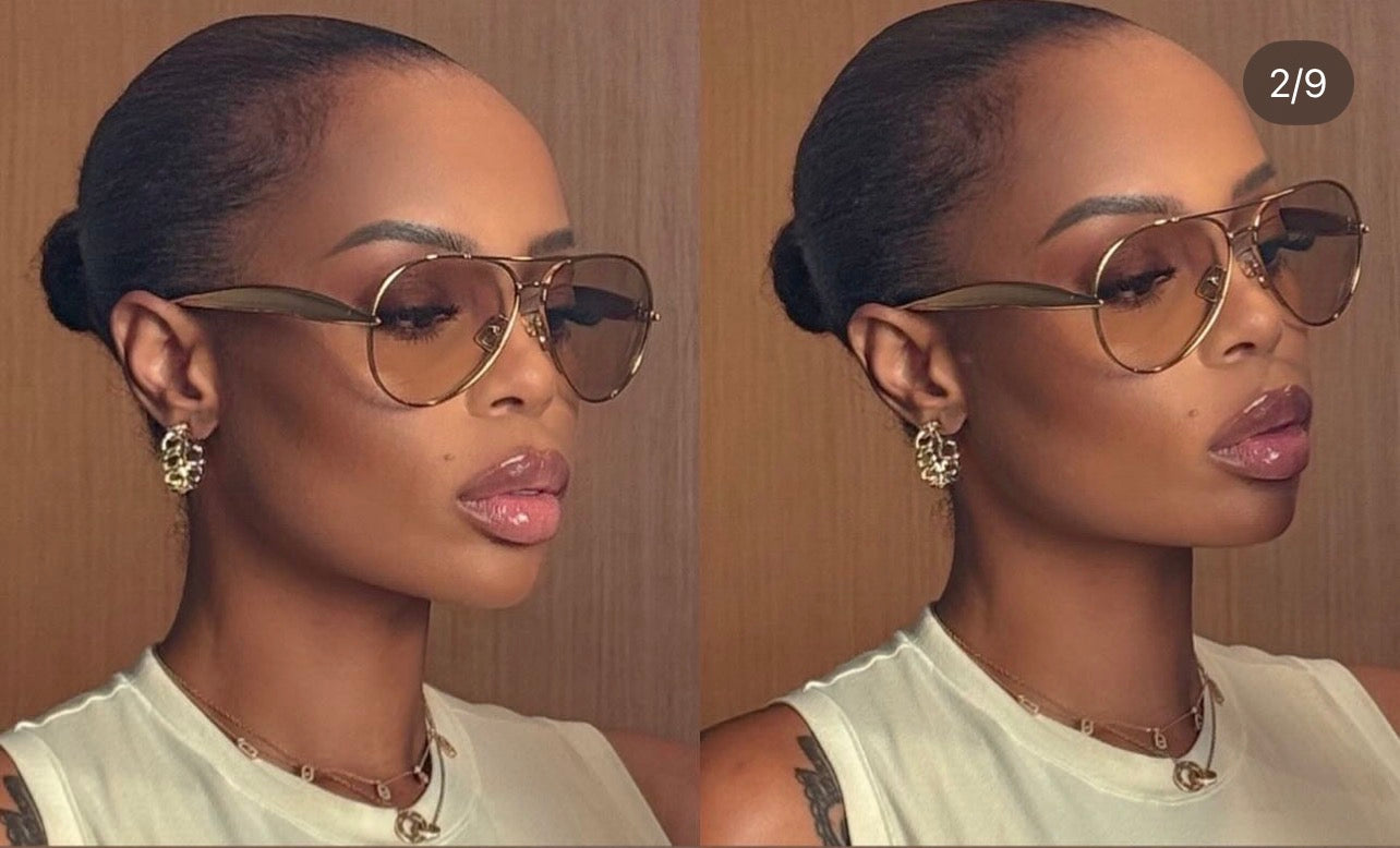 Aviator Sunglasses – Gold Frame with Champagne Lenses, Retro Vintage Style