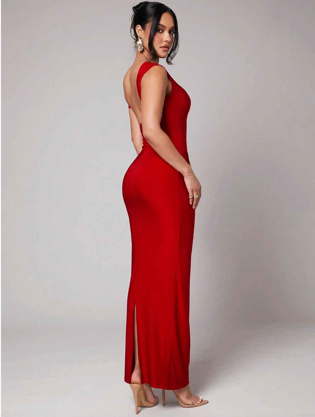 Elena Bodycon Dress – One-Shoulder Red Maxi | Gillian & Co